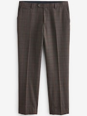 Brown Slim Trimmed Check Suit: Trousers - Image 4 of 7