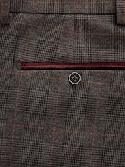 Brown Slim Trimmed Check Suit: Trousers - Image 6 of 7