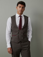 Brown Trimmed Check Suit: Waistcoat - Image 1 of 12