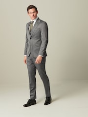 Grey Slim Fit Wool Blend Suit Trousers - Image 4 of 11