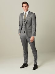 Grey Regular Fit Wool Blend Suit Waistcoat - Image 3 of 10