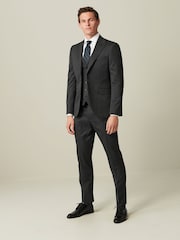 Charcoal Grey Slim Fit Wool Blend Suit Trousers - Image 2 of 9