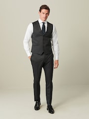 Charcoal Grey Regular Fit Wool Blend Suit Waistcoat - Image 3 of 10