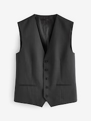 Charcoal Grey Regular Fit Wool Blend Suit Waistcoat - Image 7 of 10