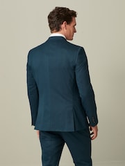 Teal Blue Slim Fit Wool Blend Suit Jacket - Image 3 of 8