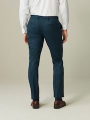 Teal Blue Slim Fit Wool Blend Suit Trousers - Image 3 of 10