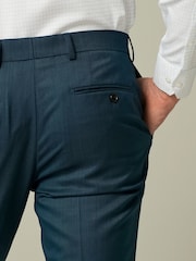 Teal Blue Slim Fit Wool Blend Suit Trousers - Image 5 of 10