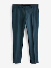 Teal Blue Slim Fit Wool Blend Suit Trousers - Image 6 of 10