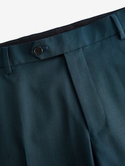 Teal Blue Slim Fit Wool Blend Suit Trousers - Image 7 of 10