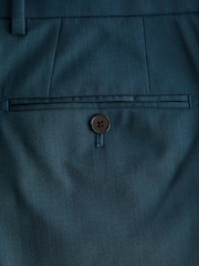 Teal Blue Slim Fit Wool Blend Suit Trousers - Image 8 of 10