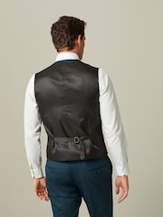 Teal Blue Regular Fit Wool Blend Suit Waistcoat - Image 3 of 10