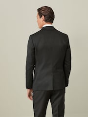 Black Tailored Fit Wool Blend Shiny Tuxedo Suit Jacket - Image 3 of 11