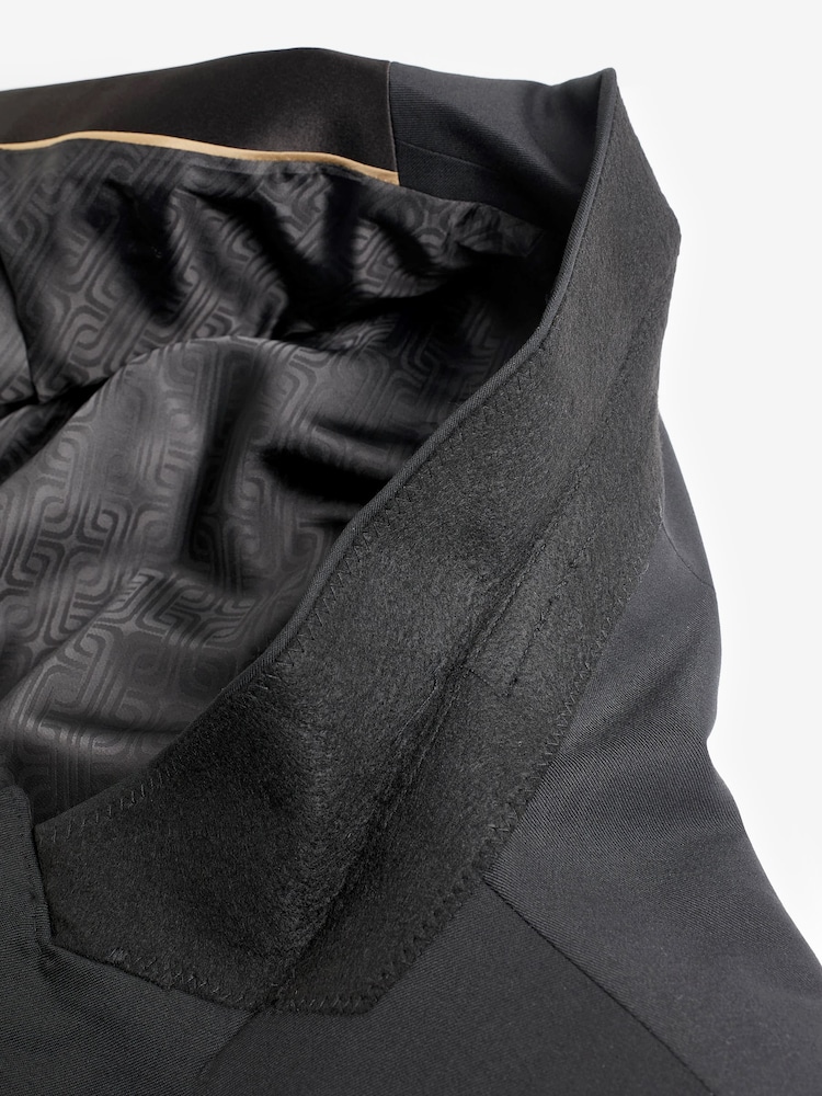 Zwart - Tailored Fit Wool Blend Shiny Tuxedo Suit Jacket - Image 8 of 11