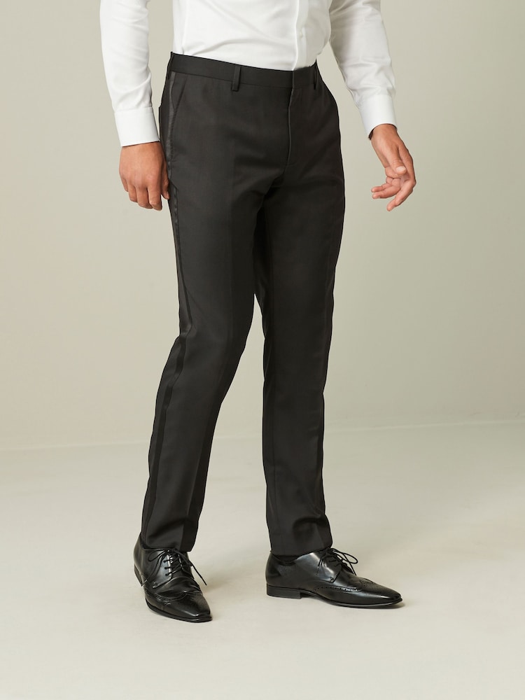 Черный - Tailored Fit Wool Blend Shiny Tuxedo Suit Trousers - Изображение 1 из 1 Черный - Tailored Fit Wool Blend Shiny Tuxedo Suit Trousers - Изображение 1 из 1