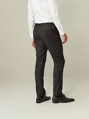 Black Tailored Fit Wool Blend Shiny Tuxedo Suit Trousers - Image 2 of 10