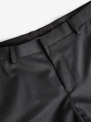 Black Tailored Fit Wool Blend Shiny Tuxedo Suit Trousers - Image 7 of 10