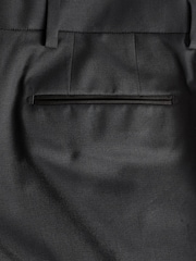 Black Tailored Fit Wool Blend Shiny Tuxedo Suit Trousers - Image 8 of 10