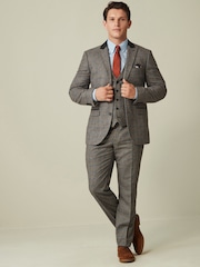 Grey Tailored Nova Fides Wool Trimmed Check Suit Jacket - Image 2 of 11