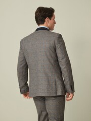 Grey Tailored Nova Fides Wool Trimmed Check Suit Jacket - Image 3 of 11