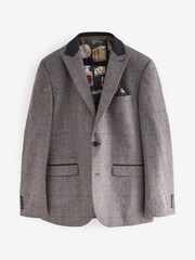 Grey Tailored Nova Fides Wool Trimmed Check Suit Jacket - Image 6 of 11
