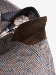 Grey Tailored Nova Fides Wool Trimmed Check Suit Jacket - Image 8 of 11