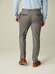Grey Tailored Fit Nova Fides Wool Blend Trimmed Check Suit Trousers - Image 3 of 8