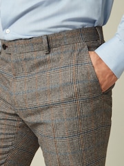 Grey Tailored Fit Nova Fides Wool Blend Trimmed Check Suit Trousers - Image 4 of 8