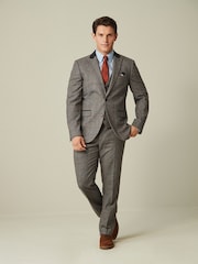 Grey Regular Fit Nova Fides Wool Blend Trimmed Check Suit Waistcoat - Image 3 of 11