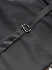 Grey Regular Fit Nova Fides Wool Blend Trimmed Check Suit Waistcoat - Image 9 of 11