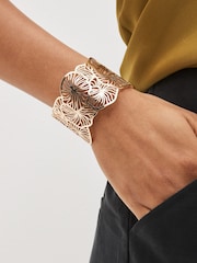 Gold Tone Filigree Floral Cuff Bracelet - Image 1 of 4
