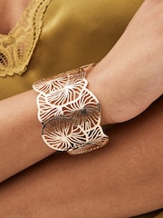 Gold Tone Filigree Floral Cuff Bracelet - Image 2 of 4