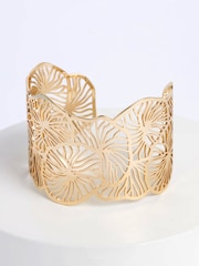 Gold Tone Filigree Floral Cuff Bracelet - Image 3 of 4