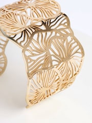 Gold Tone Filigree Floral Cuff Bracelet - Image 4 of 4