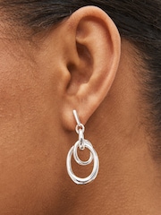 Silver Tone Double Loop Drop Earrings - Image 2 of 4