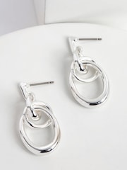 Silver Tone Double Loop Drop Earrings - Image 3 of 4