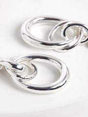 Silver Tone Double Loop Drop Earrings - Image 4 of 4