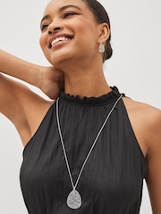 Silver Tone Filagree Floral Pendant Necklace - Image 1 of 4