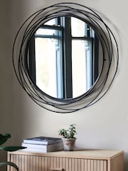 Black Contemporary Wire 91x91cm Wall Mirror - Image 2 of 7