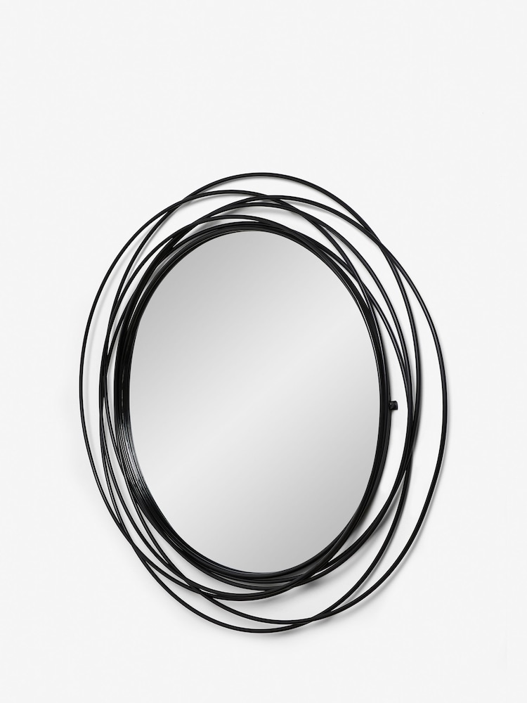 Black Contemporary Wire 91x91cm Wall Mirror - Image 5 of 7