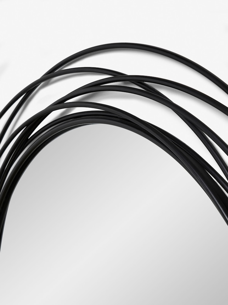 Black Contemporary Wire 91x91cm Wall Mirror - Image 6 of 7