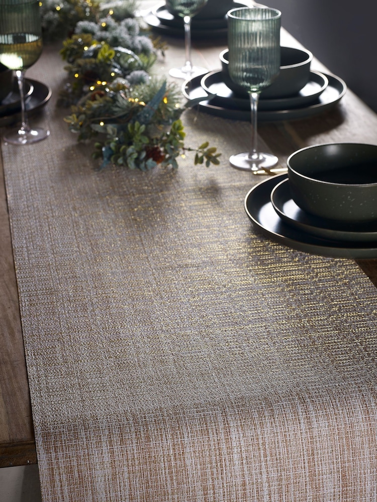 Gold Metallic PVC Wipeclean Kitchen Table Runner - Image 1 of 4