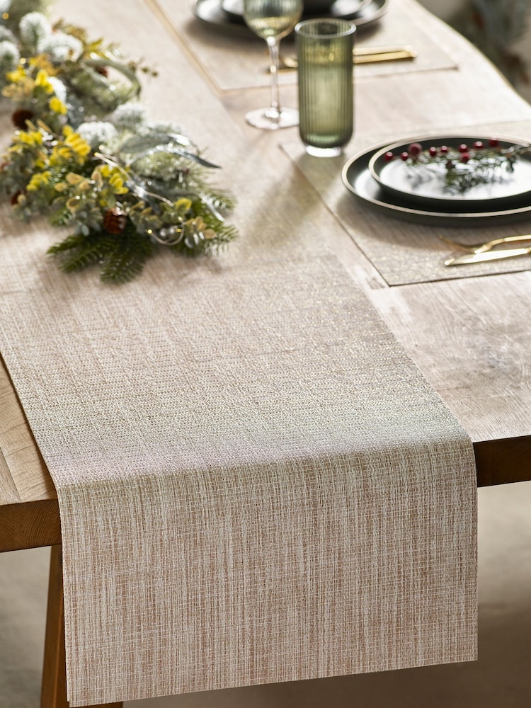 Gold Metallic PVC Wipeclean Kitchen Table Runner - Image 2 of 4