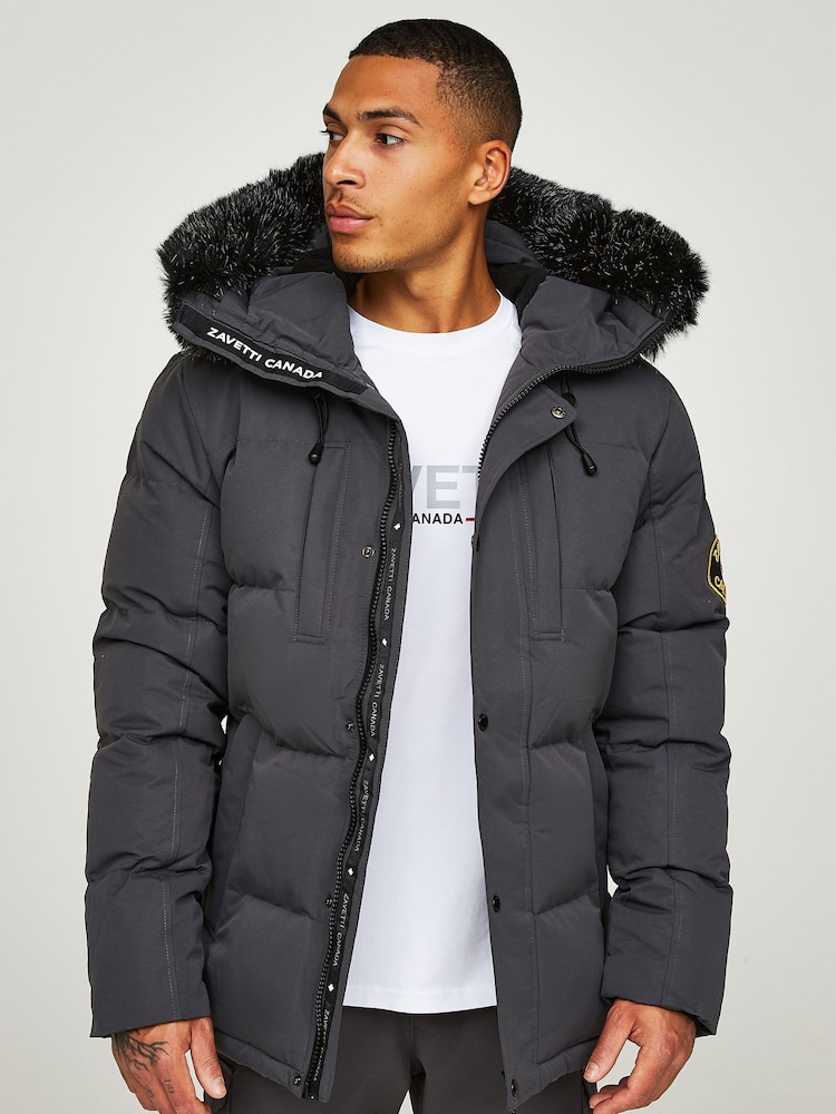 Zavetti Canada Mens Oshawa 2.0 Puffer Parka Jacket with Detachable Faux Fur - Image 2 of 8