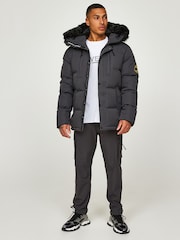 Zavetti Canada Mens Oshawa 2.0 Puffer Parka Jacket with Detachable Faux Fur - Image 3 of 8