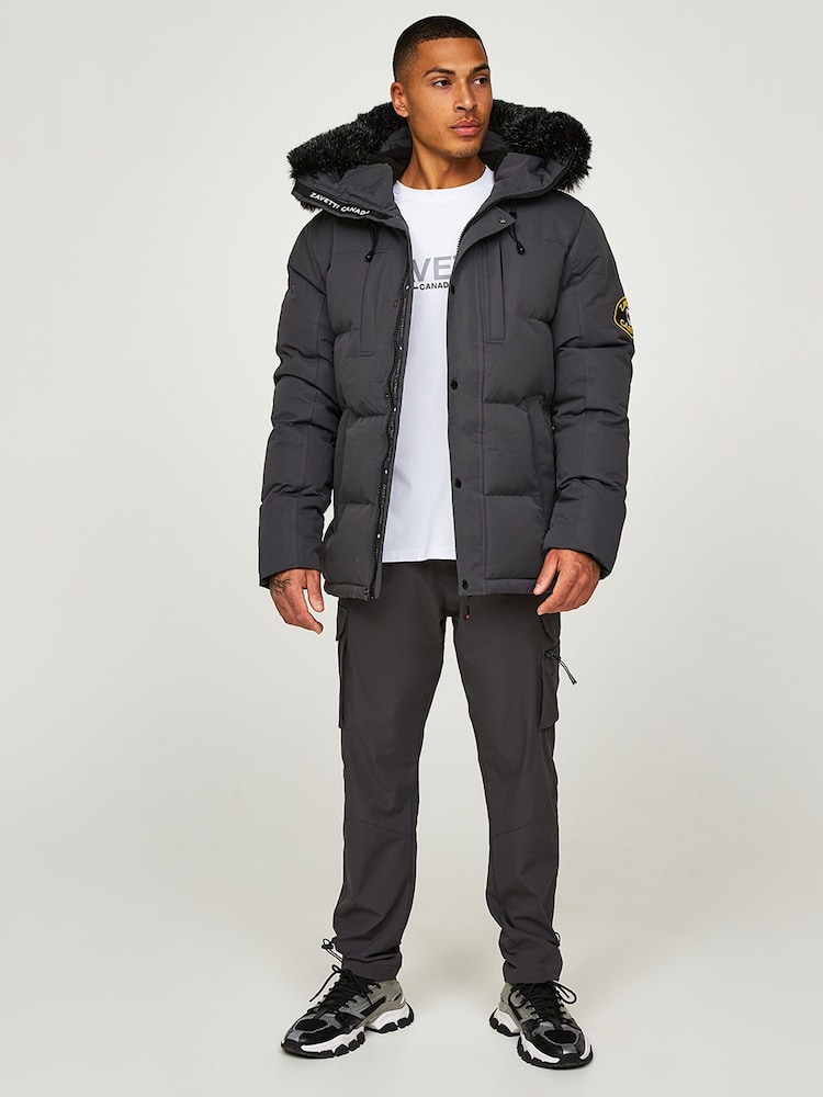 Zavetti Canada Mens Oshawa 2.0 Puffer Parka Jacket with Detachable Faux Fur - Image 3 of 8