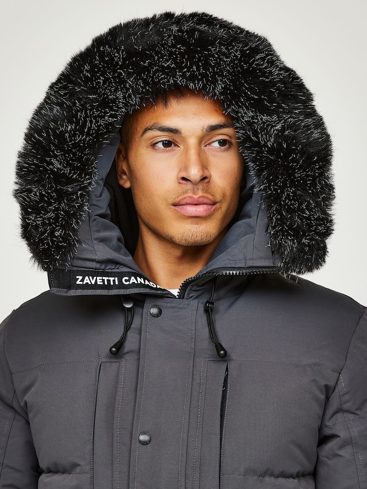 Zavetti Canada Mens Oshawa 2.0 Puffer Parka Jacket with Detachable Faux Fur - Image 6 of 8