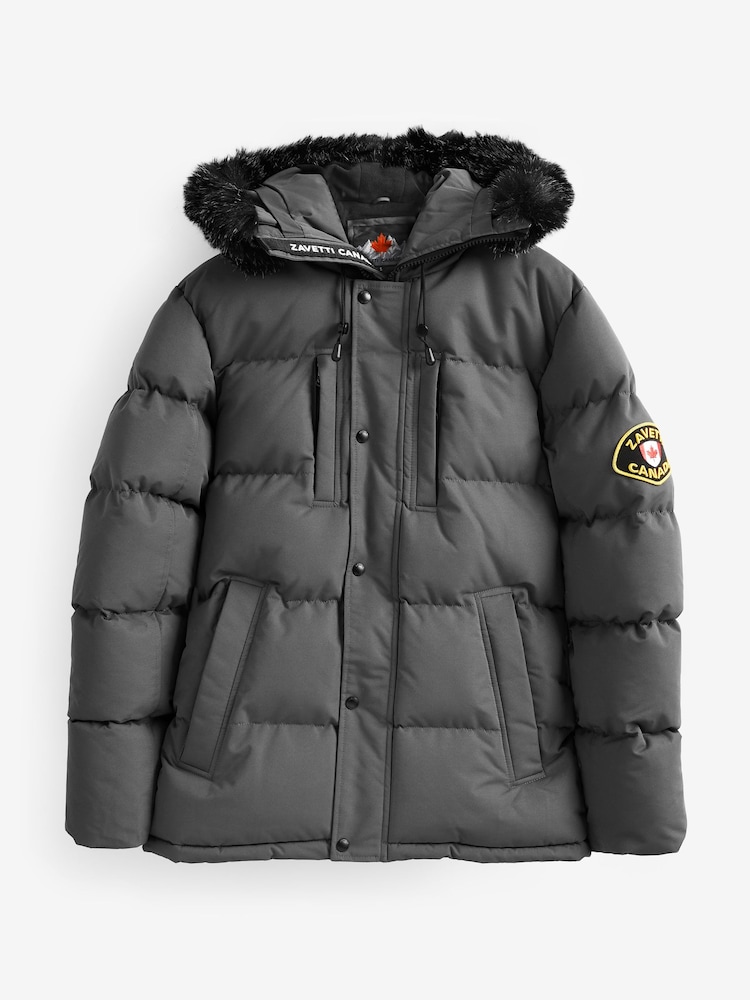 Zavetti Canada Mens Oshawa 2.0 Puffer Parka Jacket with Detachable Faux Fur - Image 8 of 8