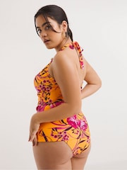 Simply Be Magisculpt Orange Floral Print  Twist Front Tankini Set - Image 2 of 7