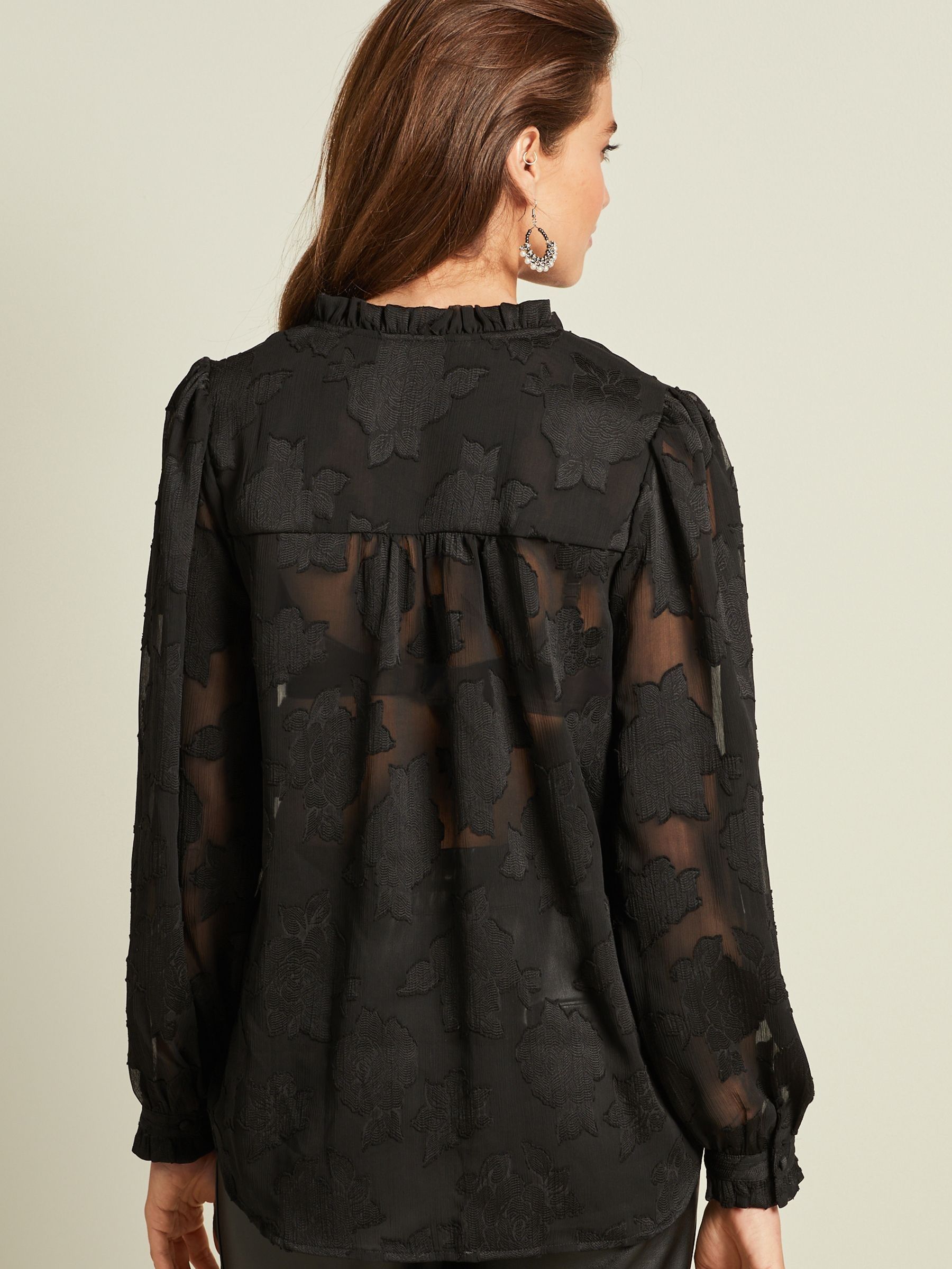 【オープニングセール】 Jacquard Sleeve Long Black Buy Blouse Luxembourg Next from トップス