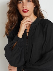 Black Long Sleeve Button Detail Blouse - Image 4 of 6